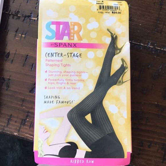 Spanx ⭐️Star Power ⭐️ Black Center Stage Shaping Tights ⭐️ ribbed row NEW - Picture 1 of 6